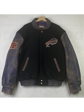 Vintage Buffalo Bills Jeff Hamilton Wool Leather Varsity NFL Jacket USA Sz XL